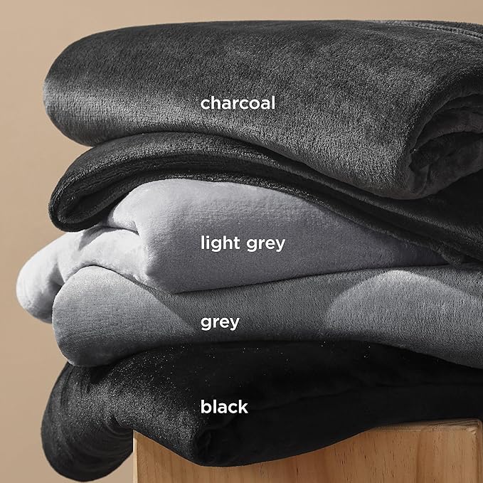 Bedsure Twin XL Fleece Blanket Dorm Bedding - Lightweight Soft Cozy Blankets for Bed, Sofa, Couch, Travel, Camping, Charcoal, 66"x90"