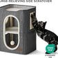 Bedsure 2 Story Cat House - Cat Condos for Indoor Cats with Scratch Pad and Fluffy Ball Hanging, Small Pet Cave Furniture Hideaway for Multi Pets, 18x14x23 inches, Dark Grey