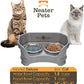 Neater Feeder Deluxe Mess Proof Cat Bowls Elevated for All Breeds – Made in USA – No Spill Raised Bowls for Indoor Cats – Stainless Steel Food and Water Bowl Set, Pet Dish Feeding Station, Grey