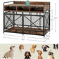 Dog Crate Furniture, 48" Heavy Duty Wooden Dog Crate End Table, XL Dog Kennel Furniture Large Breed, Decorative Dog Kenne Indoor with 3 Drawers & Steel Tubes 48" L x28 W x36 H (Rustic Brown)