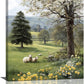Country Sheep Canvas Wall Decor Farmhouse Rustic Lamb Wildflower Wall Art Nature Countryside Landscape Pictures Painting Print Framed Artwork Decorations for Bathroom Living Room Bedroom 24"x20"