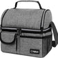 opux Lunch Box for Men, Adult Lunch Box Cooler, Insulated Lunch Bag Women, Dual Compartment Lunchbox for Work, Leakproof Double Decker Lunch Bag, Soft Lunch Pail Tote Boys Girls Kids School, Gray