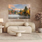 Nature Wall Art Prints - Ocean Forest Mountain Lake Canvas Landscapes - Small to Extra Large Living Room Bedroom Kitchen Bathroom Décor (Misty Fall Reflection, 28L" x 41W")