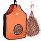 Majestic Ally 1200 D Hay Feeder Tote Bag for Horses, Sheep with Reflective Trim- Reduces Waste - Comes with 36” Hay Net (Orange)