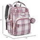 RUVALINO Diaper Bag Backpack, Multifunction Travel Pack Maternity Baby Changing Bags, Large Capacity, Waterproof, Pink Plaid