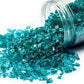TWINKLING High Luster Fire Glass Gravel Stone Glitter,Broken Glass,Fire Gems Chips,Crushed Glass for Fire Pit Crafts Resin Art Aquarium Garden Decoration,3-6mm,1-Pound Jar (Turquoise)
