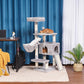 Heybly Cat Tree, Cat Tower for Indoor Cats with Scratching Board, Multi-Level Cat Furniture Condo with Feeding Bowl, Light Gray HCT010W