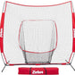 ZELUS Baseball Net 7 ft x7 ft, Softball Hitting & Pitching with Carry Bag, Ground Stakes, Portable Backstop & Bow Frame, Training Equipment for All Ages