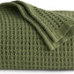 Bedsure 100% Cotton Blanket Twin XL Size for College Dorm - Breathable and Soft, Waffle Weave Twin Blanket for Summer, Dorm Room Essentials, Olive Green, 66x90 inches