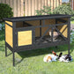 46.7" Rabbit Cage Elevated Bunny Cage Indoor, Outdoor Rabbit Hutch Hamster Cages for Small Animals, Wooden Guinea Pig Cages with Removable Tray & Waterproof Asphalt Roof & Bottom Wire Mesh