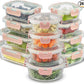 JoyJolt 24pc Borosilicate Glass Storage Containers with Lids | 12 Airtight/Freezer Safe Food Storage Containers for Pantry and Kitchen | Meal Prep Container for Lunch | Glass Tupperware Set