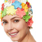 BEEMO Floral Petal Ladies Bathing Swim Cap Women Retro Swim Hat Long/Short Hair