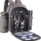 Apollo Walker Picnic Backpack Set for 2 Person with Cooler Compartment, Detachable Bottle/Wine Holder, Fleece Blanket, Plates and Cutlery Set