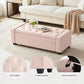 48" Ottoman with Storage, Pink Storage Ottoman Bench with Safety Hinge, Upholstered Entryway Bench with Seating for Bedroom, Living Room, Holds up to 330 lb