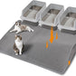Large Cat Litter Mat for Litter Box, 47"×33" Double Layer Trapping Mat, Non-Slip Water Proof Kitty Litter Pad, Grey