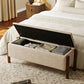 Modern Storage Benches with Walnut Wood Legs, 47'' Ottoman Bench with 20 Gallons Storage Space for Bedroom End of Bed, Fabric Upholstered Entryway Bench with Seating for Livingroom, Beige