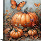 Fall Pumpkin Pictures Wall Art, Rustic Thanksgiving Bathroom Wall Decor, Farmhouse Autumn Butterfly Framed Painting Canvas Artwork for Harvest Gift Bedroom Living Room Decorations 16"L x 12"W