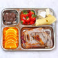 Extra Large Premium Stainless Steel Dinner Plates, 5 Compartments, Set of 2 | Eco Friendly Dinnerwear for Camping, Portion Control, Meal Prep, Lunch, and Party
