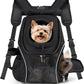 WOYYHO Pet Dog Carrier Backpack with Top and Side Windows, Small Dog Front Backpack Ventilated Mesh Dog Back Pack with Safety Belt for Travel Hiking Outdoor Adventures (Size M: 5-9 lbs, Black 2.0)