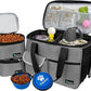 PetAmi Dog Travel Bag - Travel Pet Organizer with Food Container and Bowls, Perfect for Weekend Camping, Cat Diaper Bag (Stripe Black, Medium)