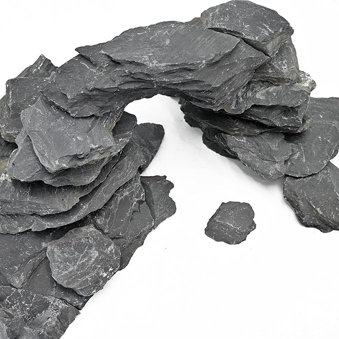 Aquarium Rocks 10LB Natural Slate Rock for Aquarium Landscaping for Terrariums, Reptile Habitats & Creative Aquascaping-3 to 8 Inches