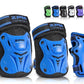 2PM SPORTS Knee Pads for Kids, Wrist Guards Knee and Elbow Pads Set with Drawstring Bag, Protective Gear Set for Girls Boys Roller Skating Cycling Skateboard - Blue Medium