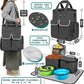 PetAmi Dog Travel Bag Pet Supplies Accessories Organizer for Traveling, Camping, Weekend; Cat Pet Travel Bag Kit Includes 2 Food Storage Containers, 2 Collapsible Bowls, 1 Feeding Mat (Dark Gray)