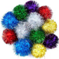 AUEAR, 12 Pack 2 Inch Sparkle Ball Shiny Glitter Tinsel Pom Poms Interactive Cat Balls for Kittens (6 Colors)