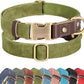 Didog Soft PU Leather Dog Collars for Medium Dogs,Classic Adjustable Dog Collars with Quick Release Metal Buckle,Easy Clean and Comfortable with Nylon Lining,Olive Green,M Neck 13-19"