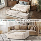 Ottoman with Storage, Tufted Storage Bench for Bedroom, 48" Fabrics End of Bed Bench, Upholstered Entryway Shoe Benches with Rolled Arm & Inner Zipper, Window Ottomans Chest without Rivets, Beige