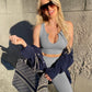 QINSEN Workout Outfits for Women 2 Piece Ribbed Seamless Crop Tank High Waist Yoga Leggings Sets