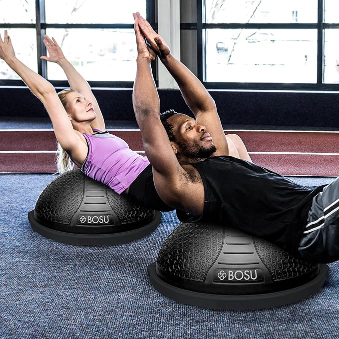 BOSU NexGen 25IN Home Fitness Exercise Gym Strength Flexibility Balance Trainer with Rubberized Non Skid Surface and Hand Air Pump