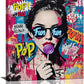 Fashion Women Wall Art Glam Modern Artwork for Girls Banksy Street Graffiti Pop Art Canvas Pictures Painting Print Framed Decorations Gifts for Bedroom Living Room Office 20"x24"