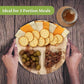 Dtocs 3 Compartment Plates (50 Pc) Palm Leaf 10 Inch Round Portion Control Buffet Sectional Plate | Bamboo Plates Disposable Like Compostable Camping Dinnerware Stronger than Divided Paper, Styrofoam