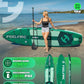Feelfire11'x34” Extra Wide Inflatable Paddleboard, Stand-up Paddle Board for Adults, 420lb Capacity for Yoga/Fishing/Family, EVA Deck, US Fin, High-Pressure Pump, Storage Backpack, Safety Leash