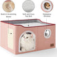Bedsure Large Cat Beds for Indoor Cats - Extra Wide Cat Cube House for Small Pet with Fluffy Ball Hanging and Scratch Pad, Foldable Pet Cave Hideaway for Multiple Cats, 23.6x16.9x13 inches,Pink
