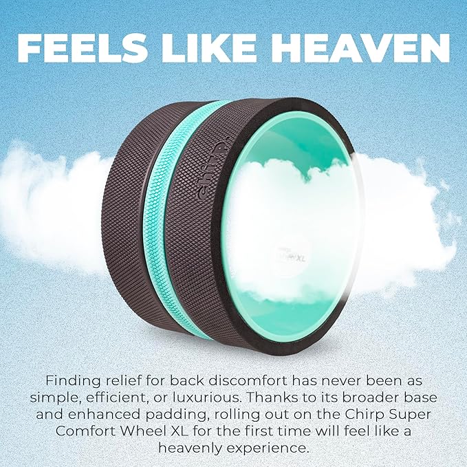 Chirp Wheel XL - Super Comfort Back Massage Roller - Wider Back Stretcher & Cracking Device, Plush Cushion, Enhanced Stability, Spinal Protection, Point Pressure | High Density Foam, Up to 500 lbs