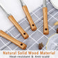 Pleafind 4-Pcs Cooking Utensils Set, Stainless Steel Kitchen Utensils with Wooden Hanlde, Kitchen Essentials Set Include Wok Ladle, Slotted Spoon, Wok Spatula and Slotted Spatula, Dishwasher Safe