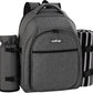 apollo walker Picnic Backpack Bag for 2 Person with Cooler Compartment, Detachable Bottle/Wine Holder, Fleece Blanket, Plates and Cutlery Set (2Person,Grey)