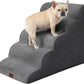 EHEYCIGA Curved Dog Stairs Ramp for High Beds, 5-Step Extra Wide Dog Steps for Small Dogs and Cats, Pet Stairs for High Bed Climbing, Non-Slip Balanced Pet Step Indoor, Grey