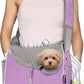PetAmi Small Dog Sling Carrier, Soft-Sided Crossbody Puppy Carrying Purse Bag, Adjustable Sling Pet Pouch to Wear Medium Dog Cat Travel, Dog Bag for Traveling, Poop Bag Dispenser, Max 10 lbs, Purple