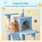 MWPO Ocean-Themed Cat Tree for Indoor Cats, 63.8 Inches Multi-Level Tower with Sisal-Covered Scratching Posts, Padded Platform, Hammock, Dangling Toys, Stable Condo Pet Play House, Blue