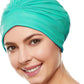 BEEMO Swim Caps for Women Swimming Turban Polyester Latex Lined Pleated for Ladies