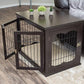 INTERNET'S BEST Decorative Dog Kennel with Pet Bed, Small Pet House, Double Door Indoor Crate, Engineered Wood & Wire Furniture, Side Table & Nightstand, Fits Small Dogs - Espresso