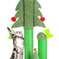 32” Cat Scratching Post, Tall Christmas Tree Cat Scratcher with 3 Posts and Cute Dangling Teaser Balls, Natural Sisal Rope Cat Toys for Kitty and Adult Cats