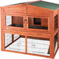 TRIXIE natura Outdoor Deluxe Rabbit Hutch with Run - Large 2-Story Rabbit Cage with Non-Slip Ramp - Elevated Small Animal House with Secure Playpen, Hinged Roof & Two Pull-Out Trays - in Natural
