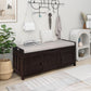 Shoe Storage Bench with 3 Shutter-Shaped Doors, Pine Wood Shoe Bench with Removable Cushion and Hidden Storage Space for Living Room, Entryway 43.5" L x 16" W x 18" H Espresso