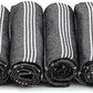HAVLULAND Turkish Beach Towel, Oversized Bath Towels, Sand Free Quick Dry Absorbent Lightweight Pool Travel Camping Blanket Bulk Set (Black, 6 Pack)