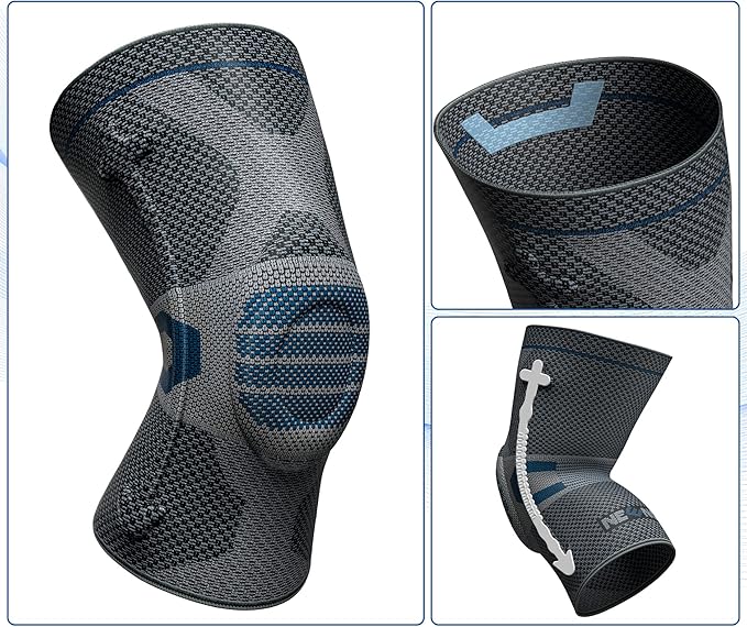 NEENCA Professional Knee Brace for Pain Relief, Medical Knee Compression Sleeve, Knee Support with Horizontal Knit Tech for Meniscus Tear, ACL, Arthritis, Joint Pain, Runner, Workout- FSA/HSA APPROVED