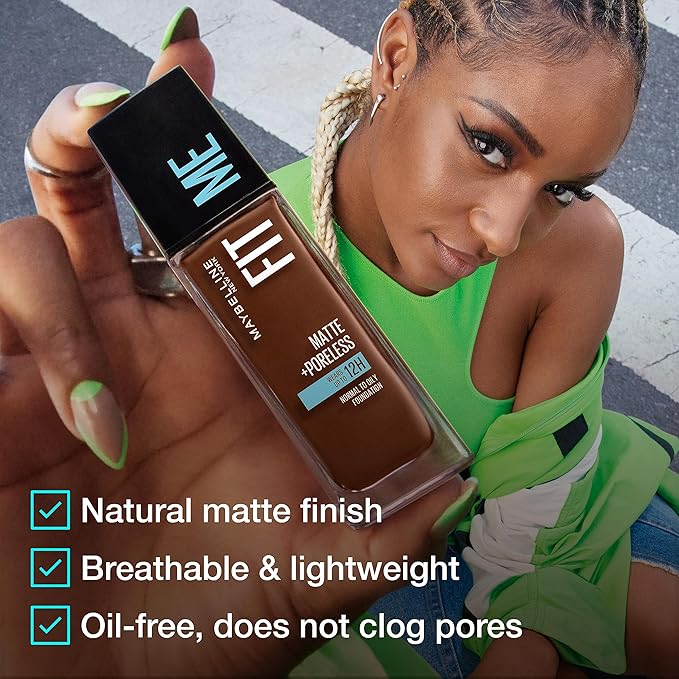 Maybelline Fit Me Matte + Poreless Liquid Oil-Free Foundation Makeup, Classic Beige, 1 Count (Packaging May Vary)